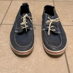 Cole Haan Navy Boat Shoes with White Laces
